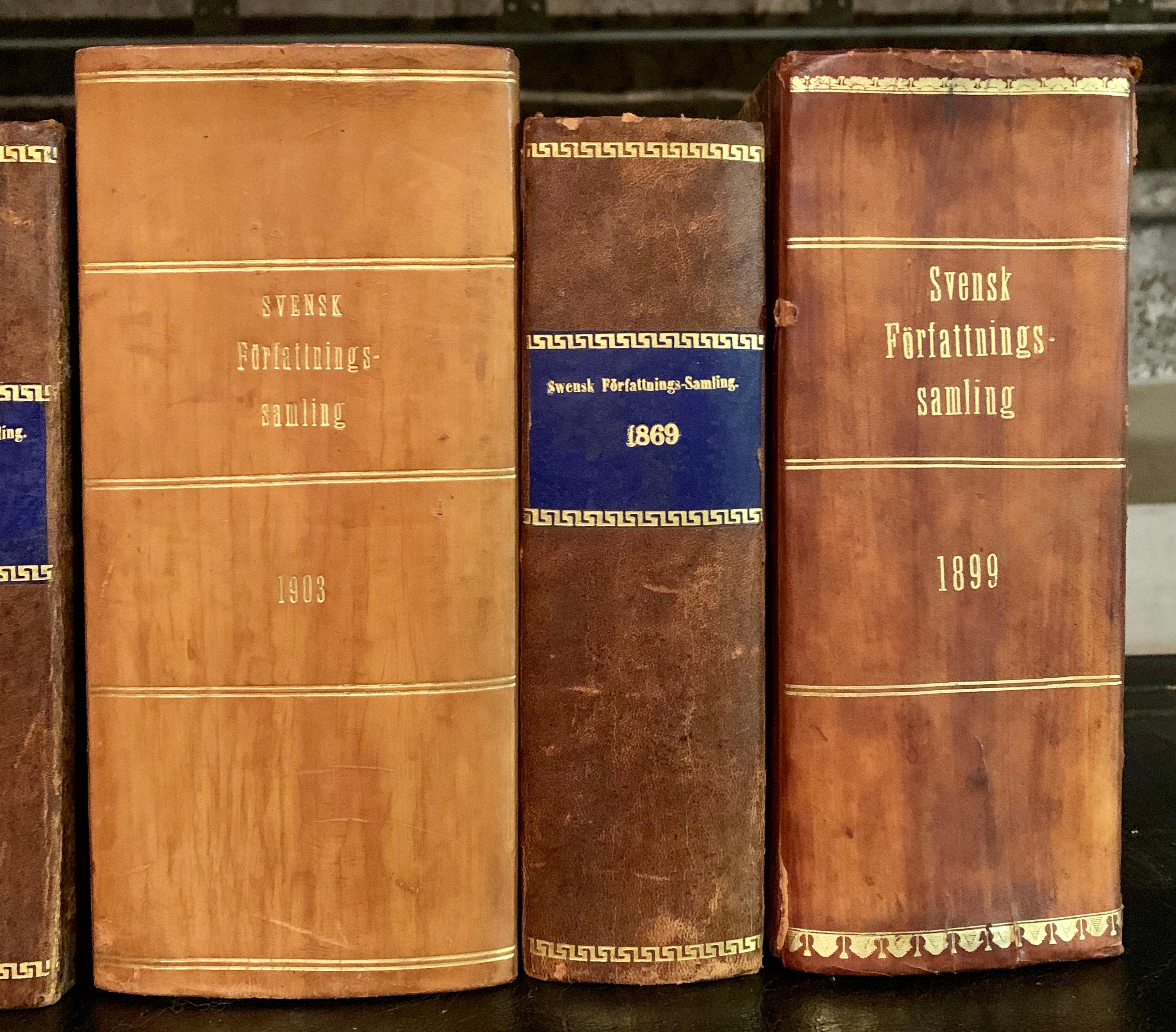 Collection of 8 Large Antique Leather Bounds Books, Sweden 1868-1903 In Good Condition In Haddonfield, NJ