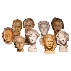 Collection of 8 plaster Model heads by Gustave Fontaine (1877-1952).