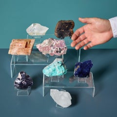 Collection von 8 prähistorischen Mineralien, darunter Chrysokoll, Sodalith und Korund