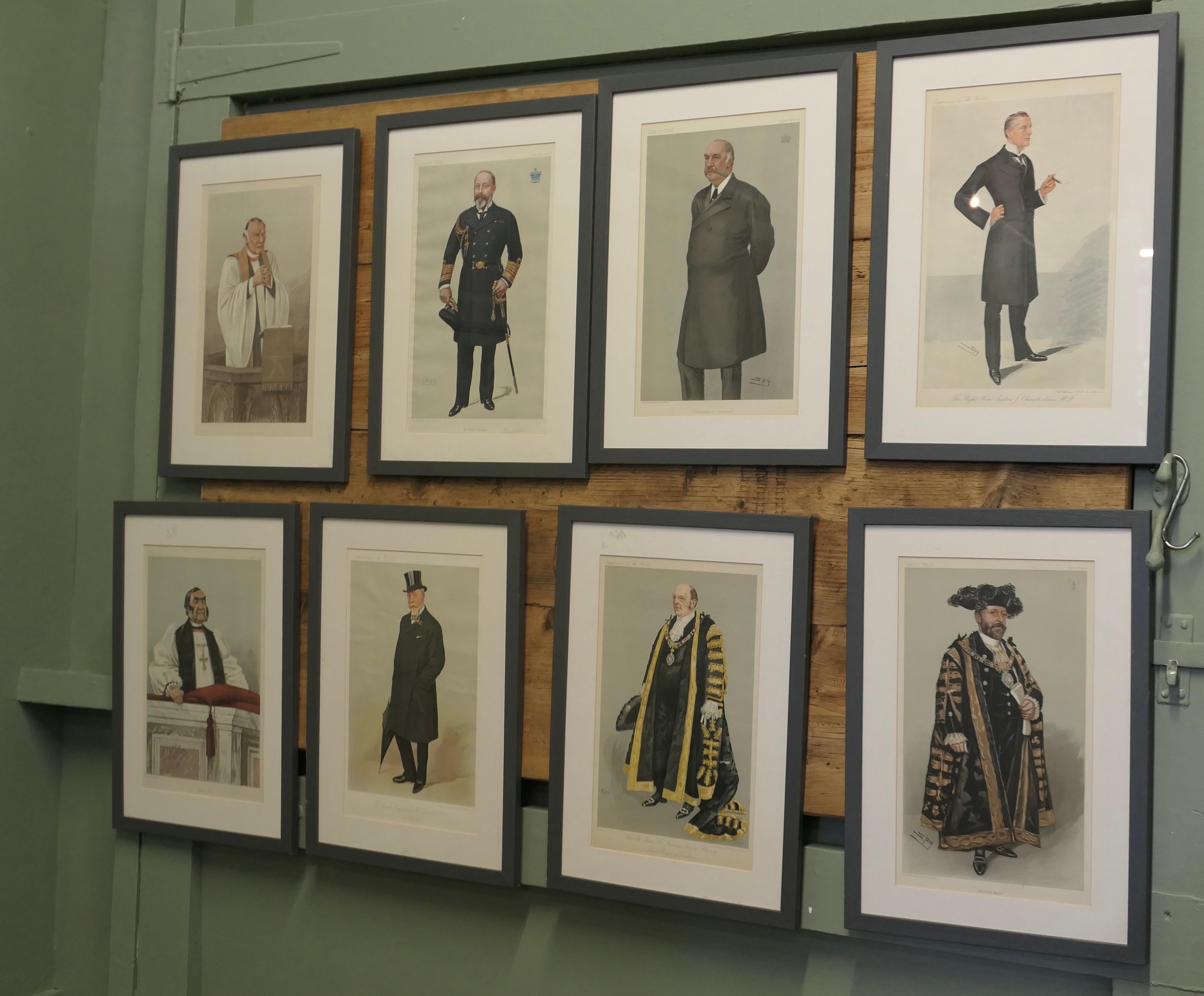 Édouardien Collectional de 8 tirages d'espionnage de Vanity Fair, etc. en vente