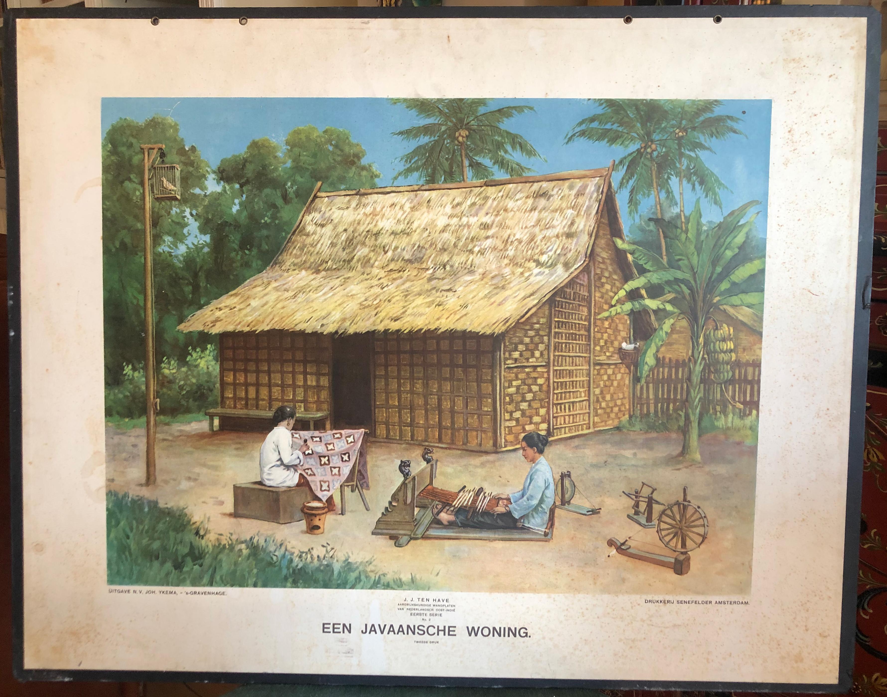 Dutch Collection of 8 Vintage School Charts of Indonesia, Early 20th Century