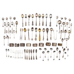 Antique Collection of 80 Chinese Silver & Gilt Table Wares, 19th-20th Century