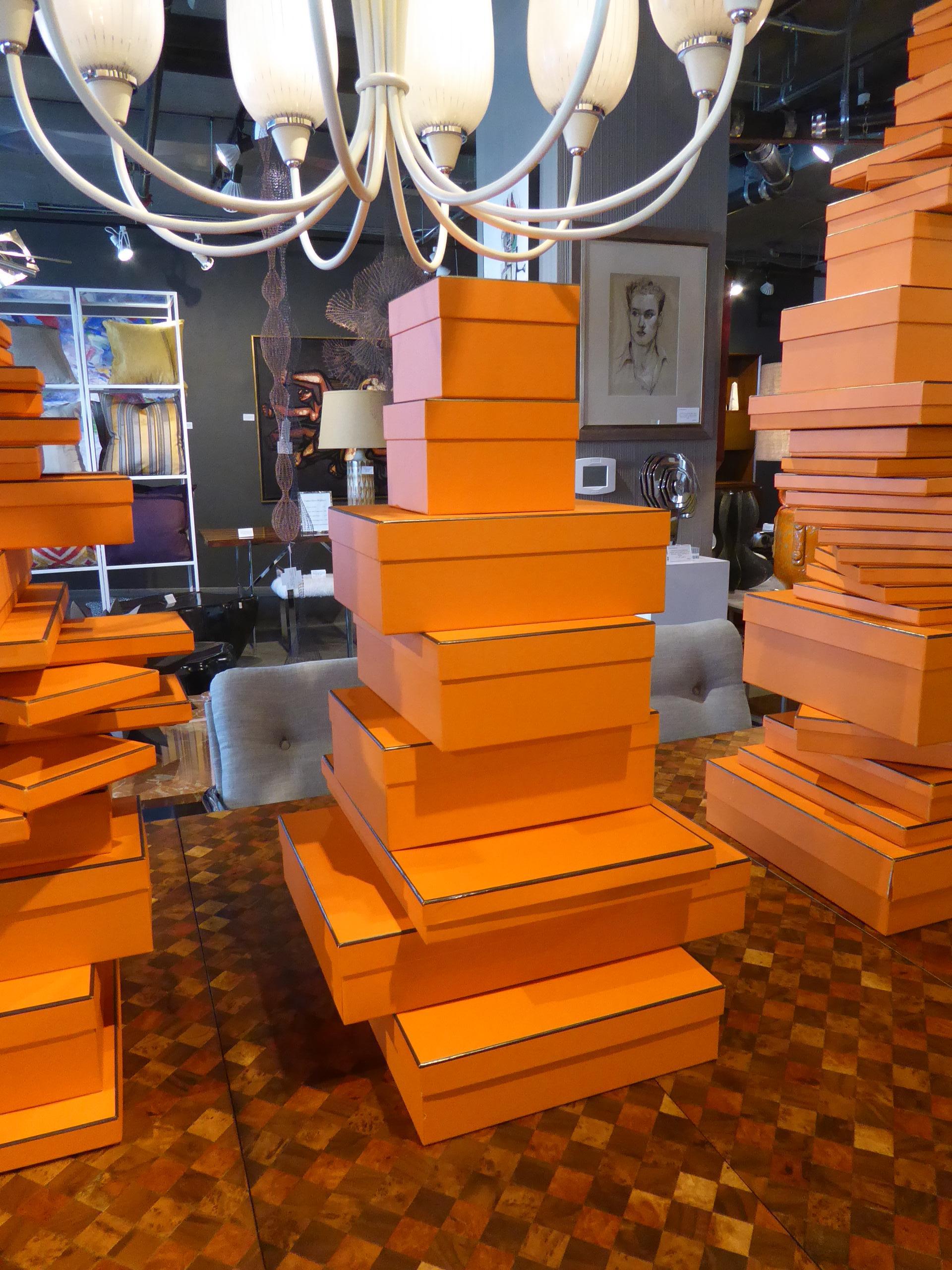 Collection of 88 Vintage Stacked Hermes Boxes In Good Condition In Palm Springs, CA