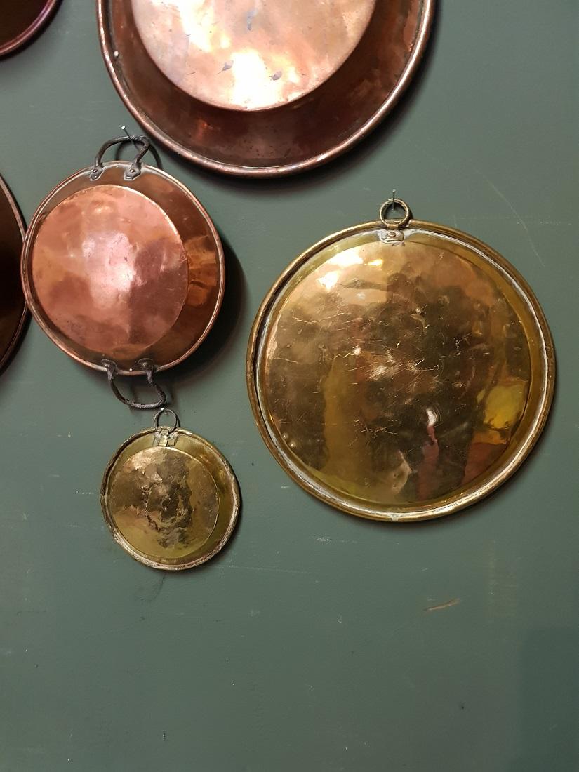 Collection of 9 Antique French Copper Dishes from the 19th and 18th Century For Sale 1