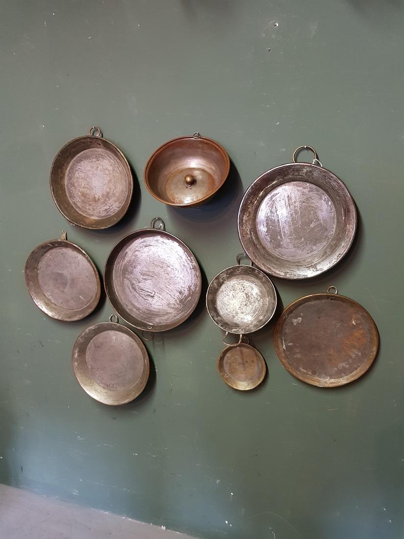 Collection of 9 Antique French Copper Dishes from the 19th and 18th Century For Sale 2