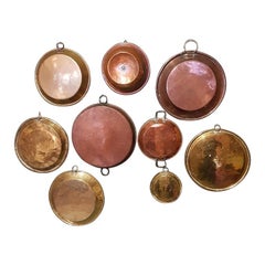 Collection of 9 Antique French Copper Dishes from the 19th and 18th Century