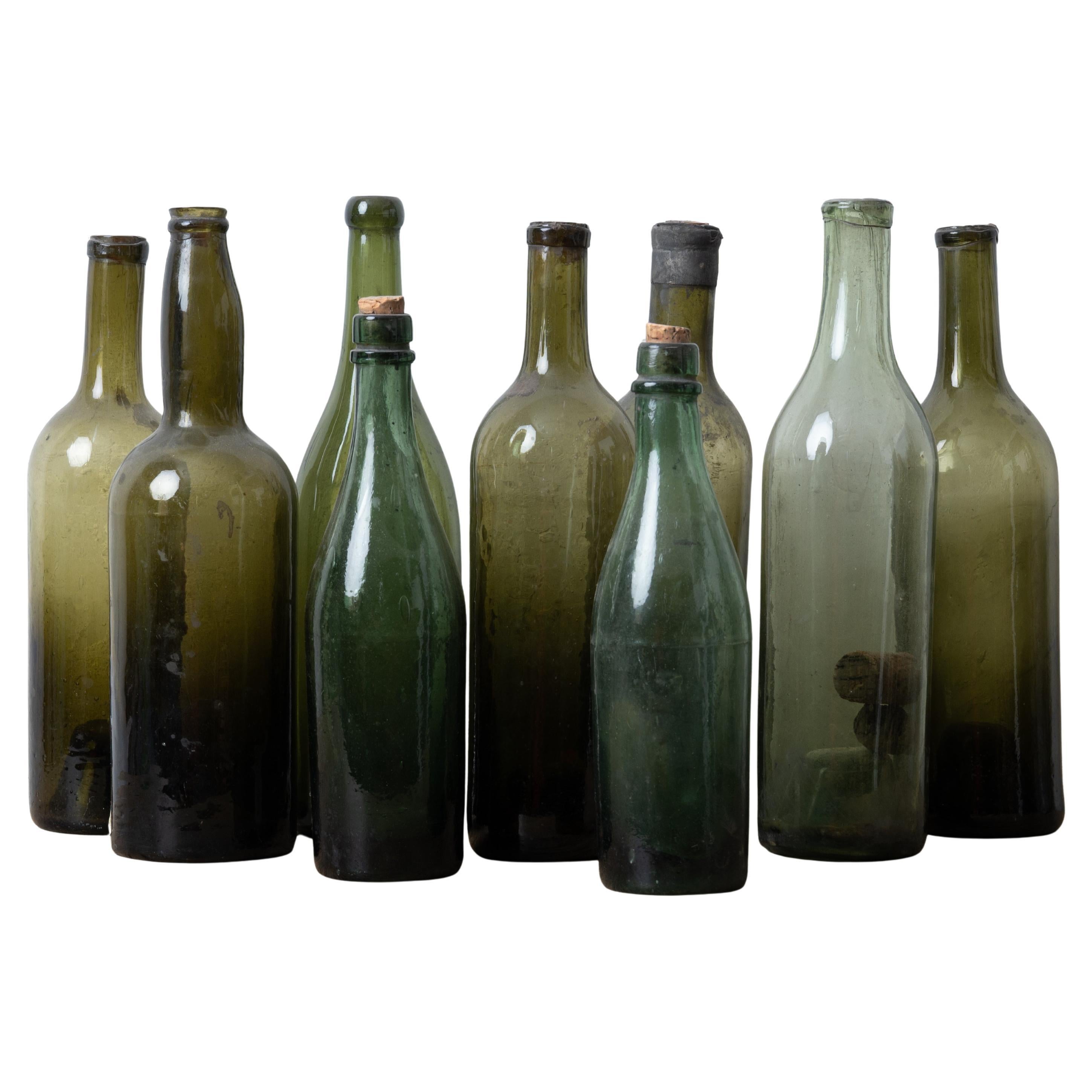 Collection of 9 Antique Wine Bottles, 19th Century - Savannah History