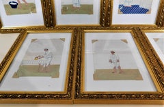 Collection of 9 Asian Miniature Gouache "Company School" Paintings on Mica