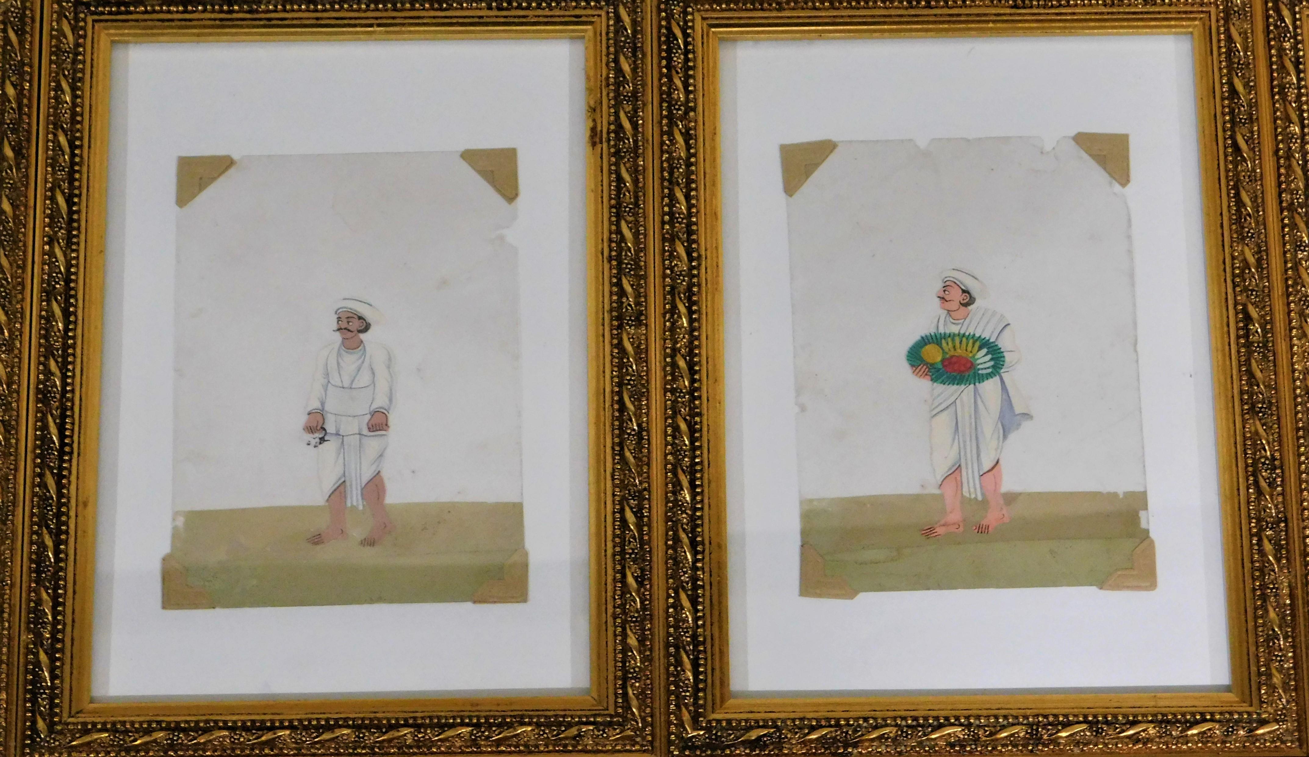 Collection de 9 peintures asiatiques miniatures à la gouache « School of Company » sur Mica en vente 2