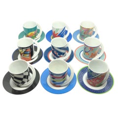 Retro Collection of 9 Espresso Mocca Coffee Cup and Saucer Rosenthal Studio Line