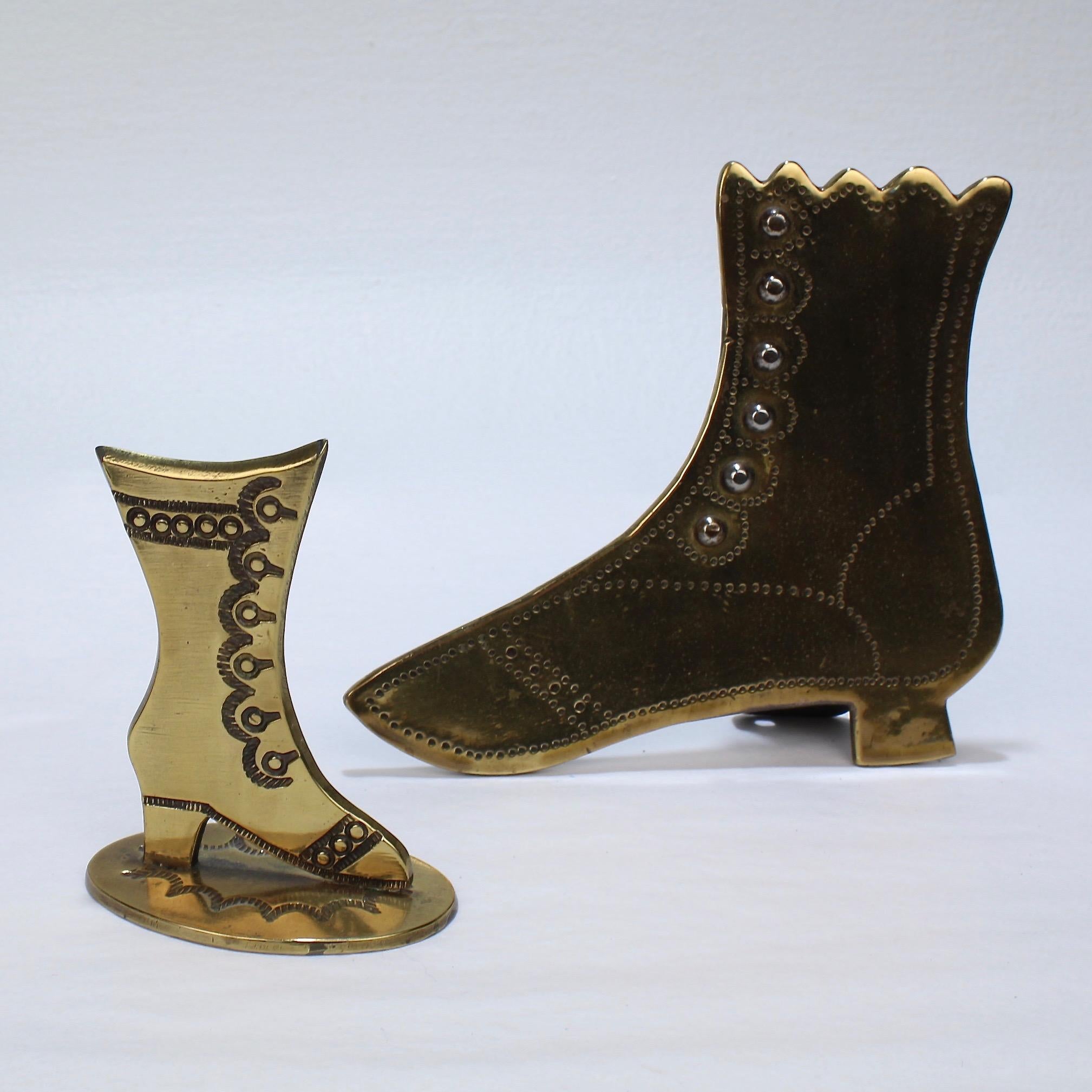 Collection of 9 Folky English Victorian Brass Shoe and Boot Mantel Ornaments For Sale 4