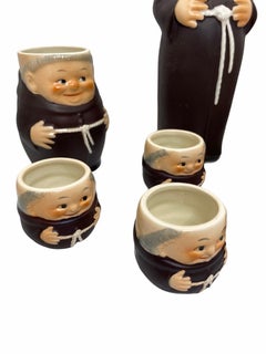 Collection of 9 Friars Franciscan Monks Porcelain, Bottle, Shot Glasses Steins