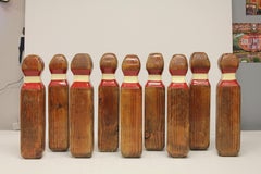Collection of 9 Vintage Lawn Bowling Pins