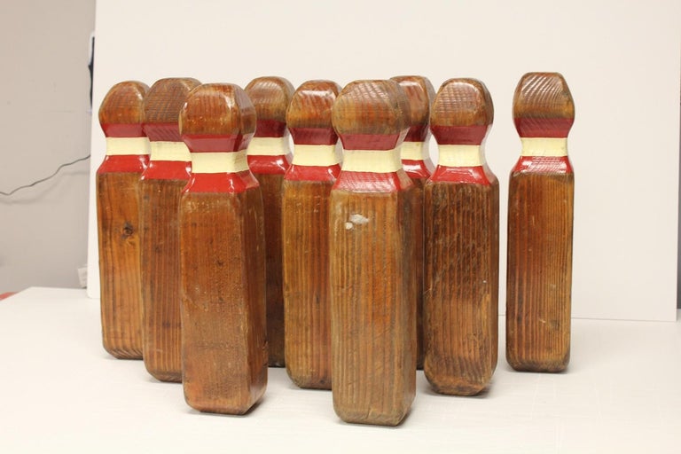 Collection of 9 Vintage Lawn Bowling Pins For Sale at 1stDibs