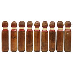 Collection of 9 Vintage Lawn Bowling Pins