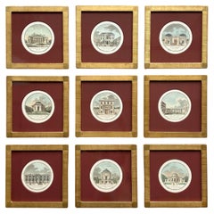 Collection of 9 Vintage Reproductions of 18th Century Architectural Engravings