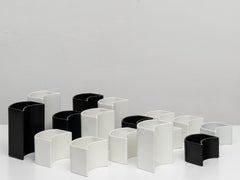 Collection of Ambrogio Pozzi "Vasi Curvi" Midcentury Black and White Ceramics