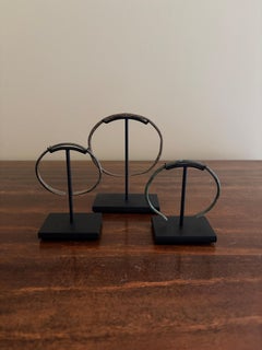 Collection of Ancient Roman Bronze Bracelets on Custom Steel Museum Mounts