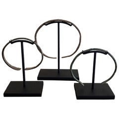 Collection of Ancient Roman Bronze Bracelets on Custom Steel Museum Mounts