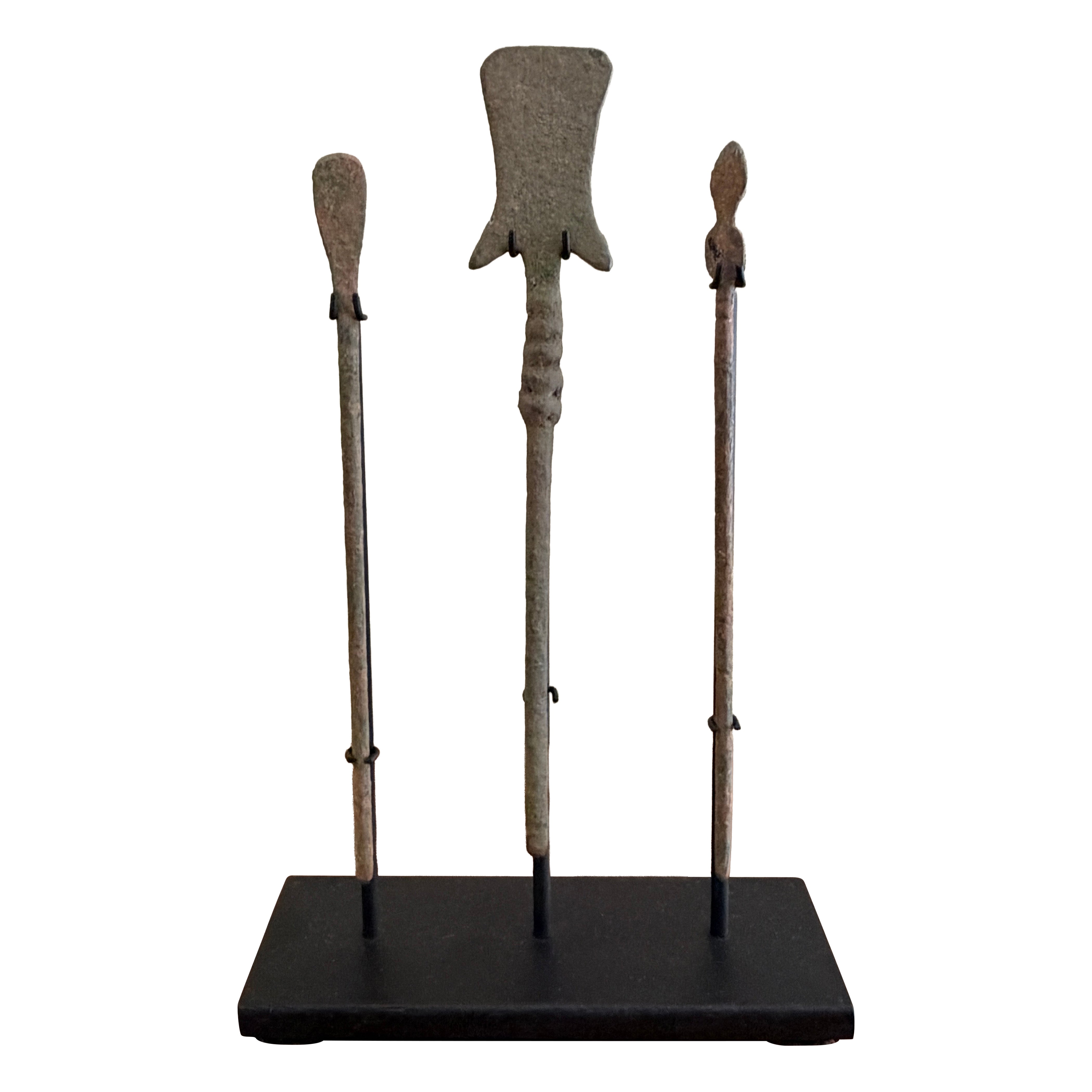 Collection of Ancient Roman Bronze Medical Instruments on Custom Steel Mounts