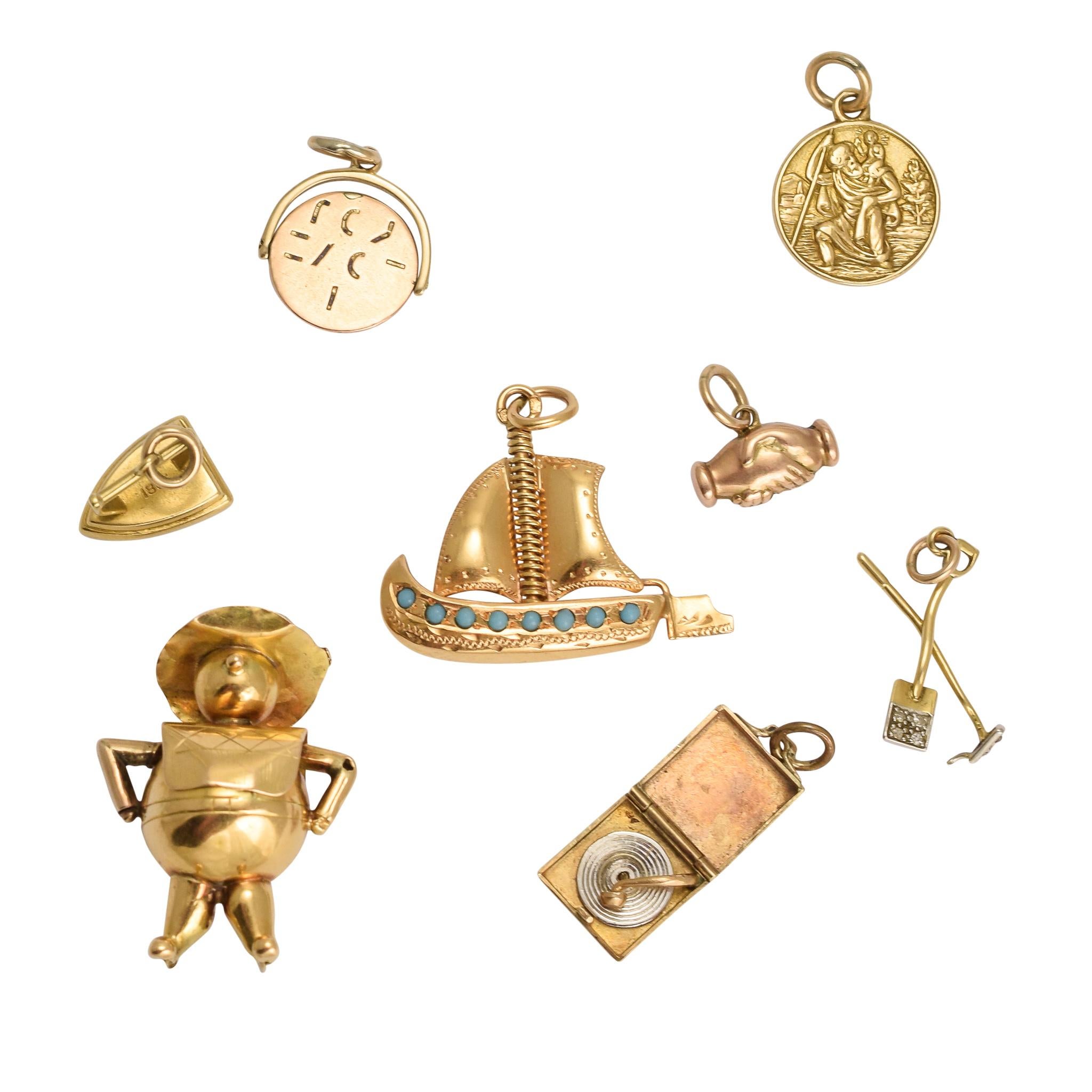 Collection of Antique and Vintage Gold Charms at 1stDibs  vintage gold  charms for sale, antique gold charms, vintage charms gold