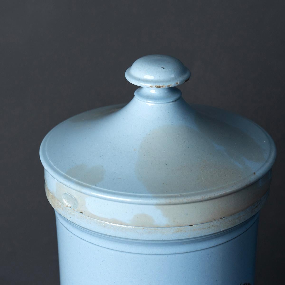 Collection of Antique Blue Porcelain Apothecary Jars, 19th Century 7