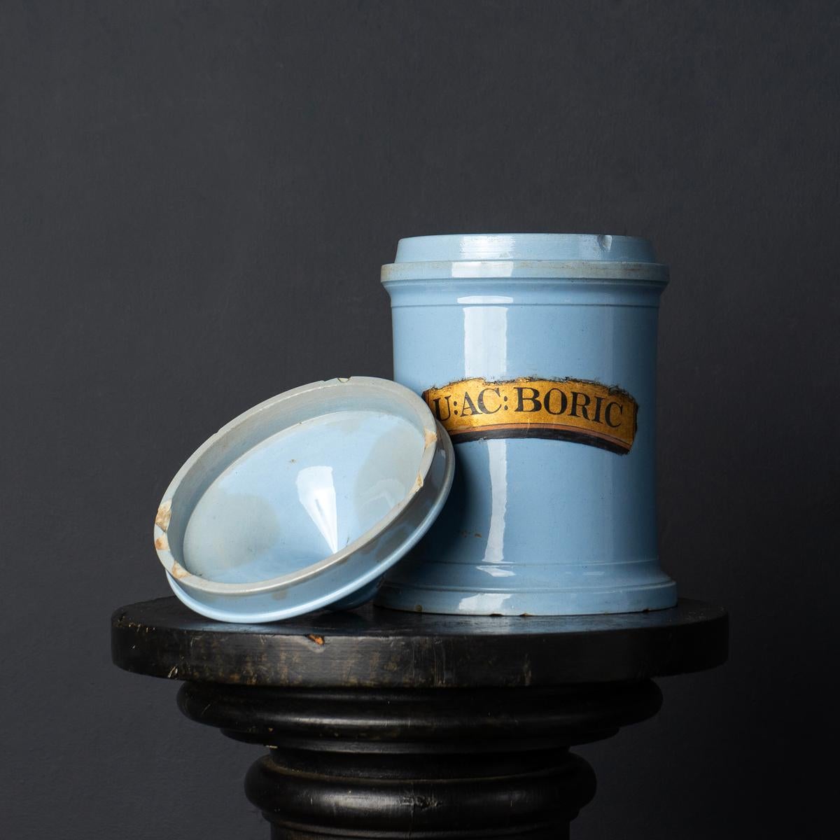 Collection of Antique Blue Porcelain Apothecary Jars, 19th Century In Good Condition In Bristol, GB
