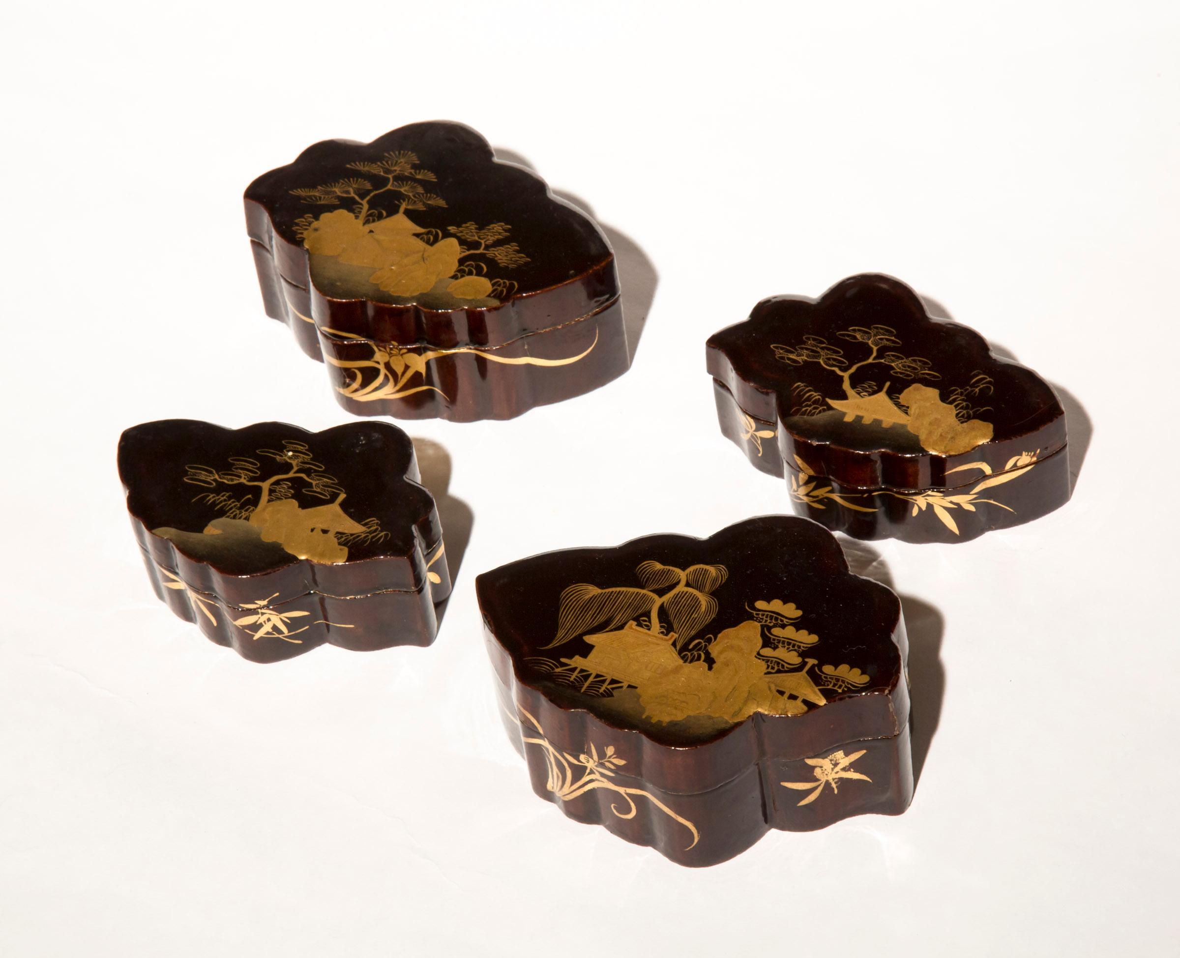 Collection of Antique Chinoiserie Lacquer Boxes, 19th Century 4
