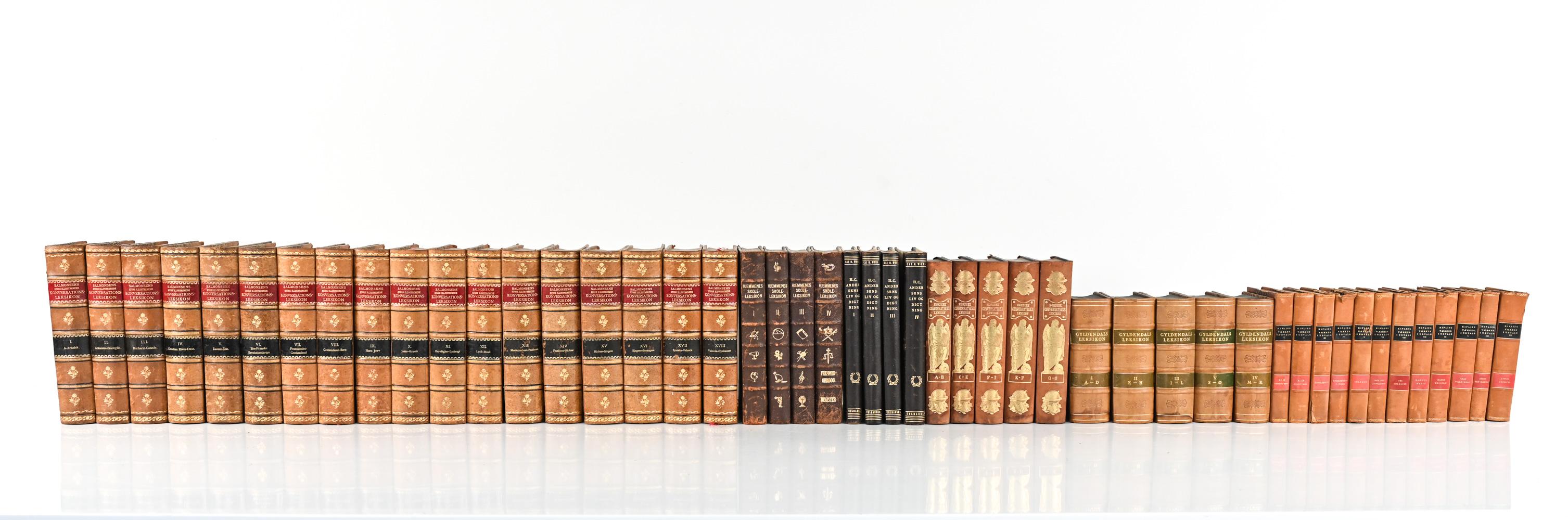 Collection of Antique Danish Leather-Bound Books; Over 18 Linear Feat In Good Condition In Norwalk, CT