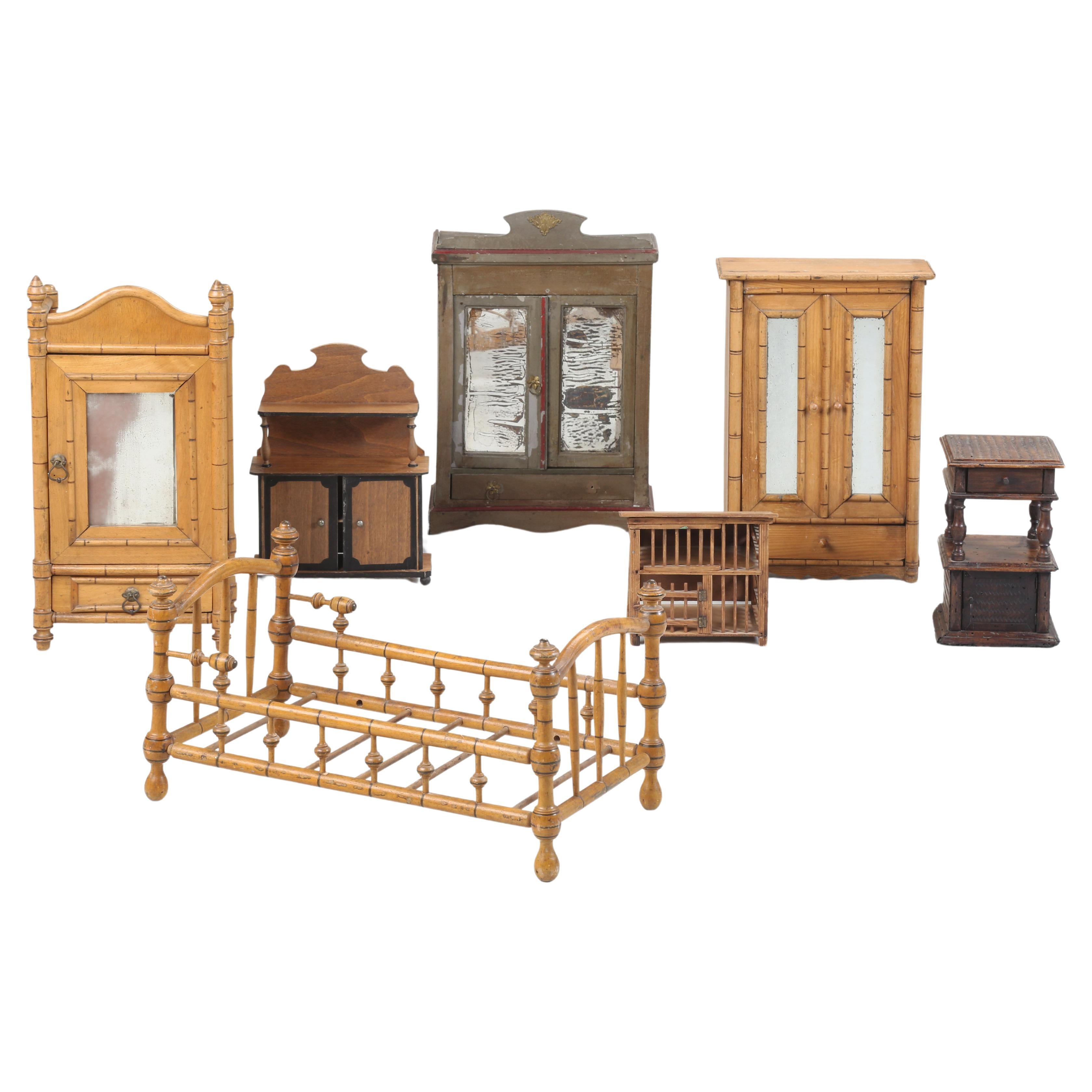 Collection of Antique French Doll Furniture or Salesmen's Samples Early 1900's For Sale