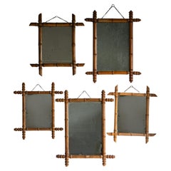 Collection'S di antichi specchi da parete in bambù finto francese, inizio XX secolo
