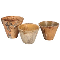 Collection of Antique French Pottery Jam Pots or Planters