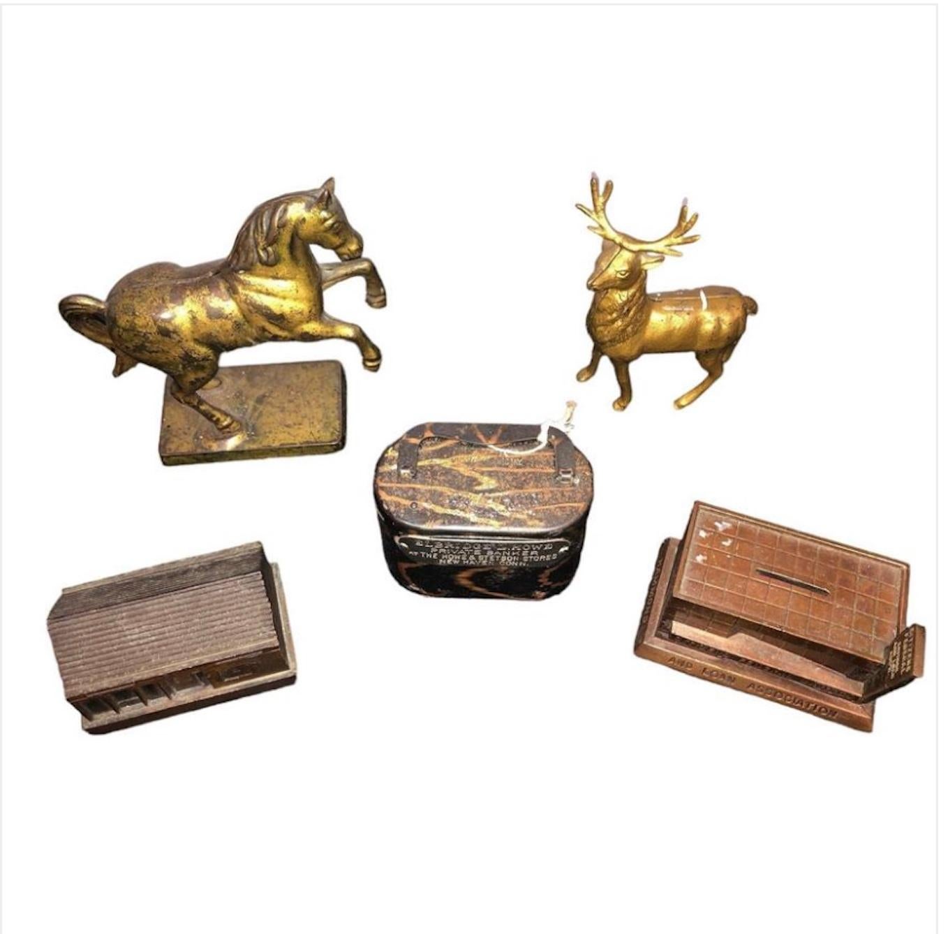 American Collection Of Antique Iron Coin Banks, Very Decorative. Priced Per Bank. For Sale