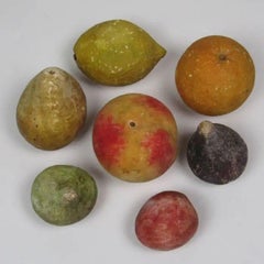 Collection of Antique Italian Folk Art Painted Stone Fruit