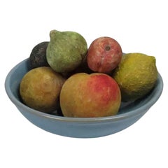 Collection of Antique Italian Folk Art Painted Stone Fruit