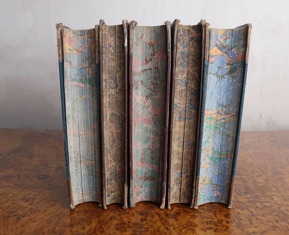 English Collection of Antique Leather Bindings for Decoration, 19th Century