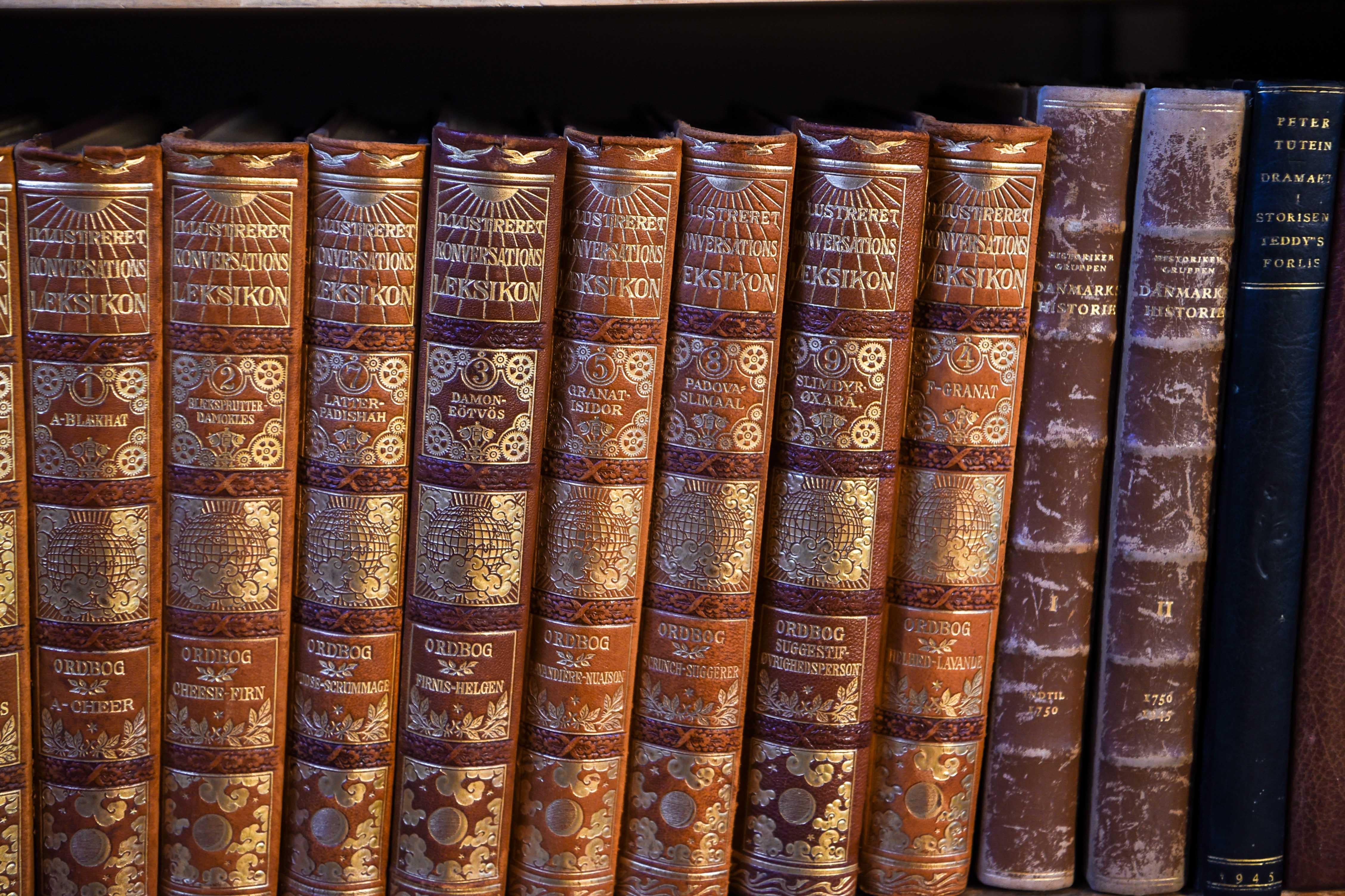 Collection of Antique Leather Bound Books 48 Linear Feet 9