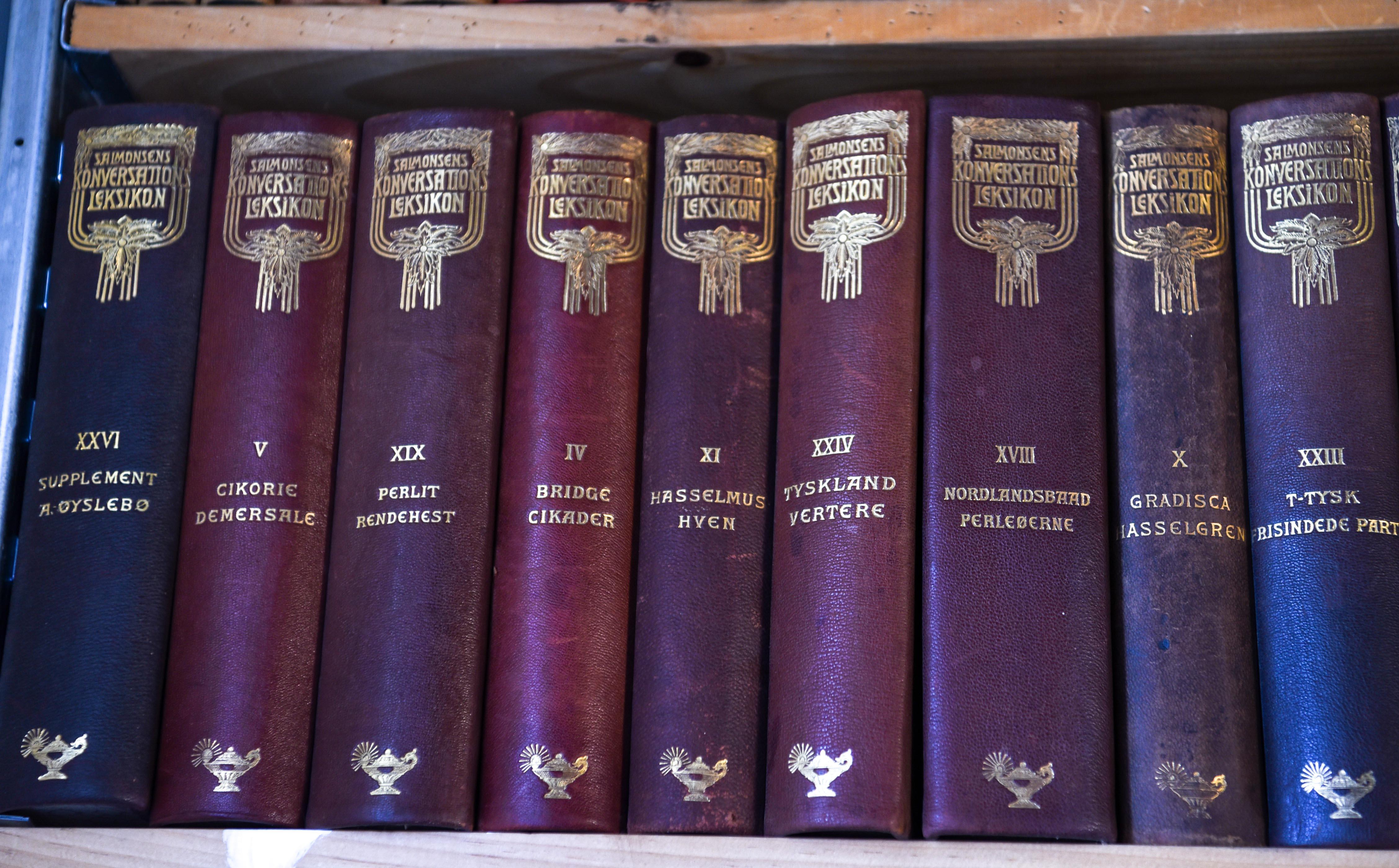 Collection of Antique Leather Bound Books 48 Linear Feet In Fair Condition In Norwalk, CT