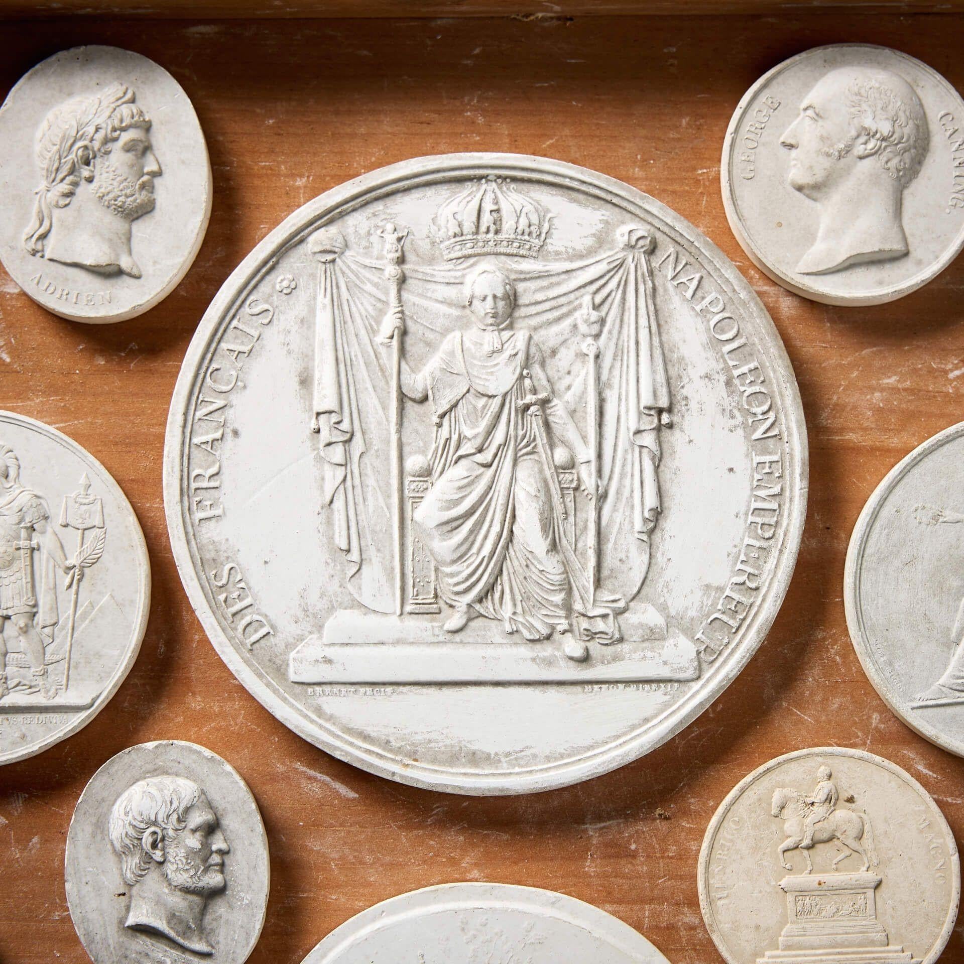 English Collection of Antique Neoclassical Plaster Cameos For Sale