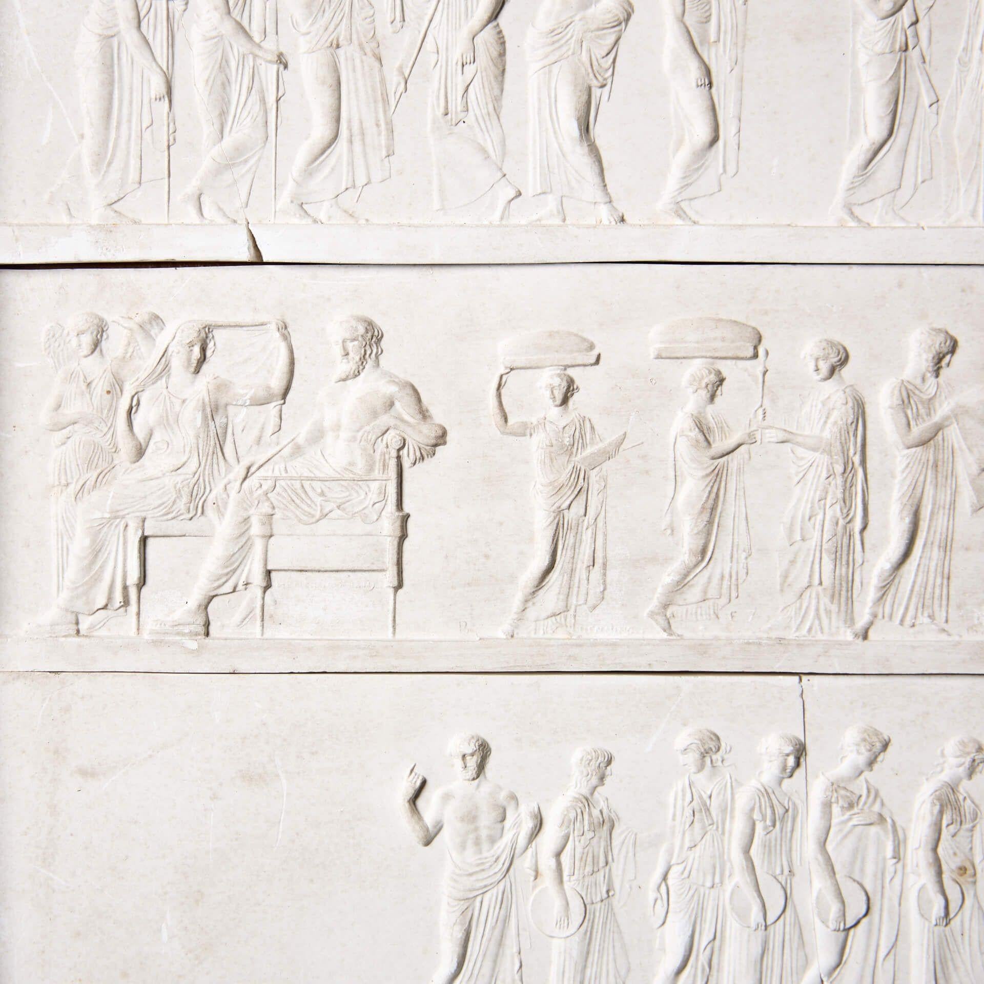 Classical Greek Collection of Antique Plaster Models After the Parthenon Frieze For Sale