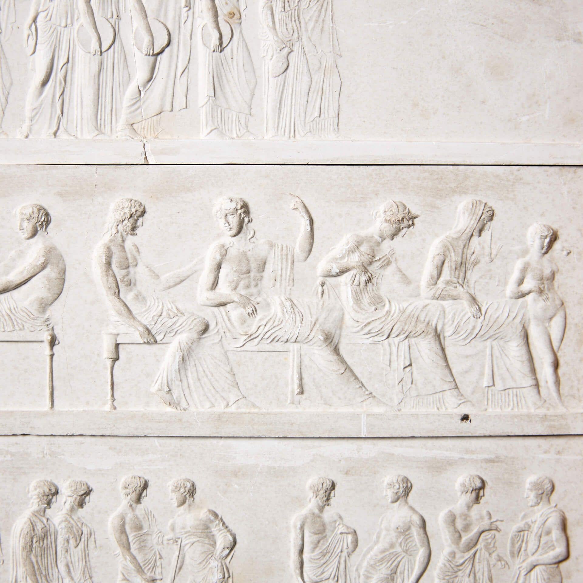 English Collection of Antique Plaster Models After the Parthenon Frieze For Sale