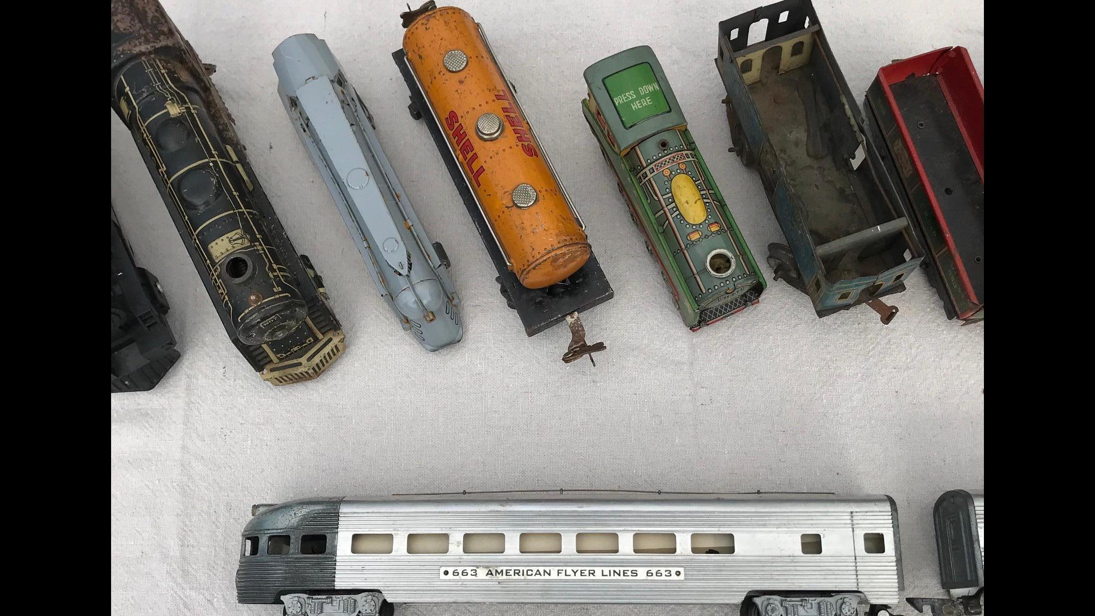 Tin Collection of Antique Trains For Sale