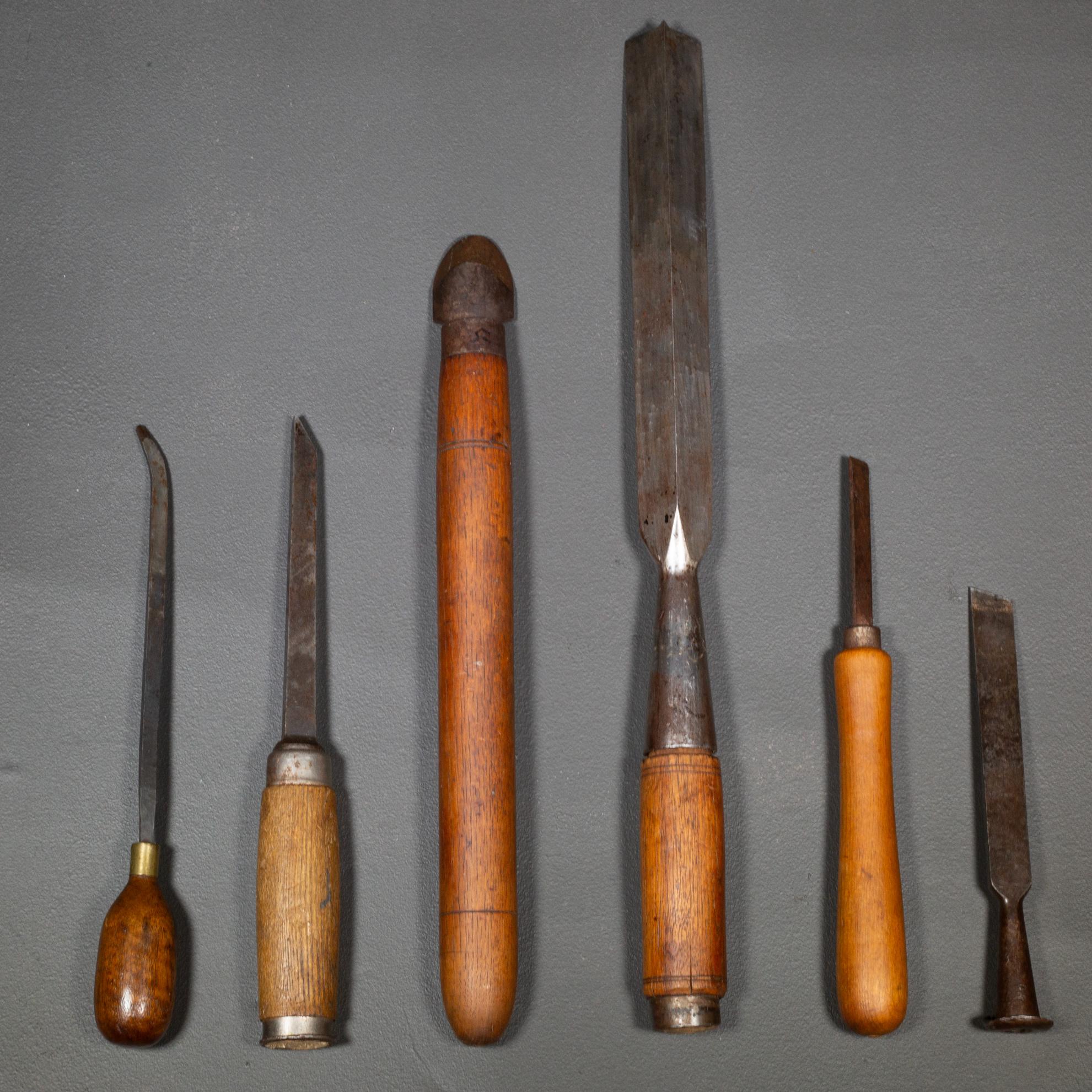 Industrial Collection of Antique Wood Chisels