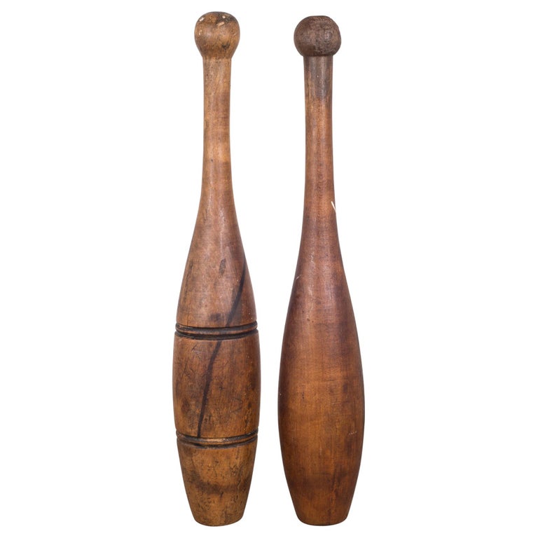 Collection of Antique Wooden Juggling Pins, circa 1920 For Sale at 1stDibs