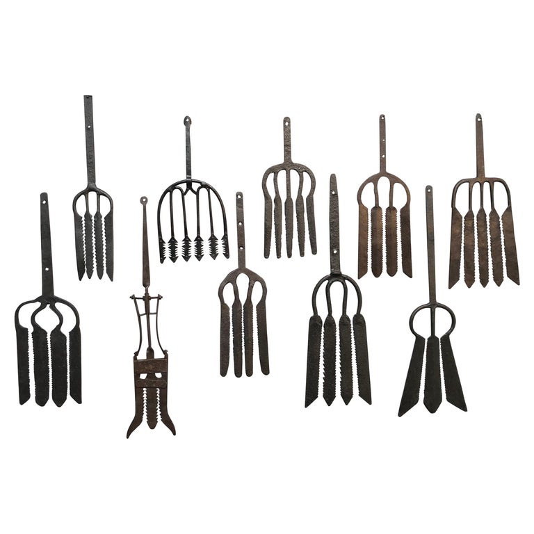 Collection of Antique Wrought Iron Eel Forks at 1stDibs eel forks for