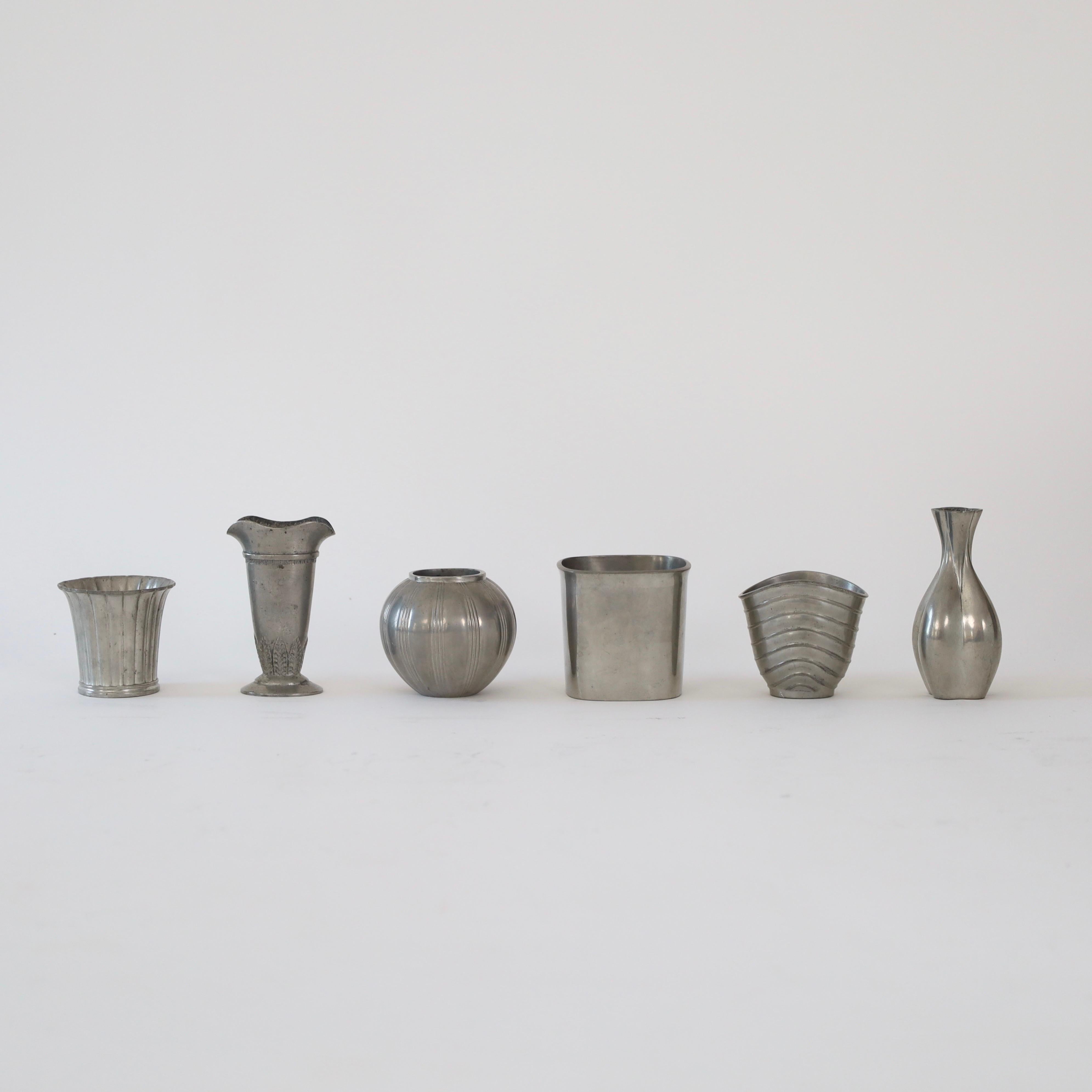 Collection of art deco Pewter vases by Just Andersen, 1930s, Denmark 3