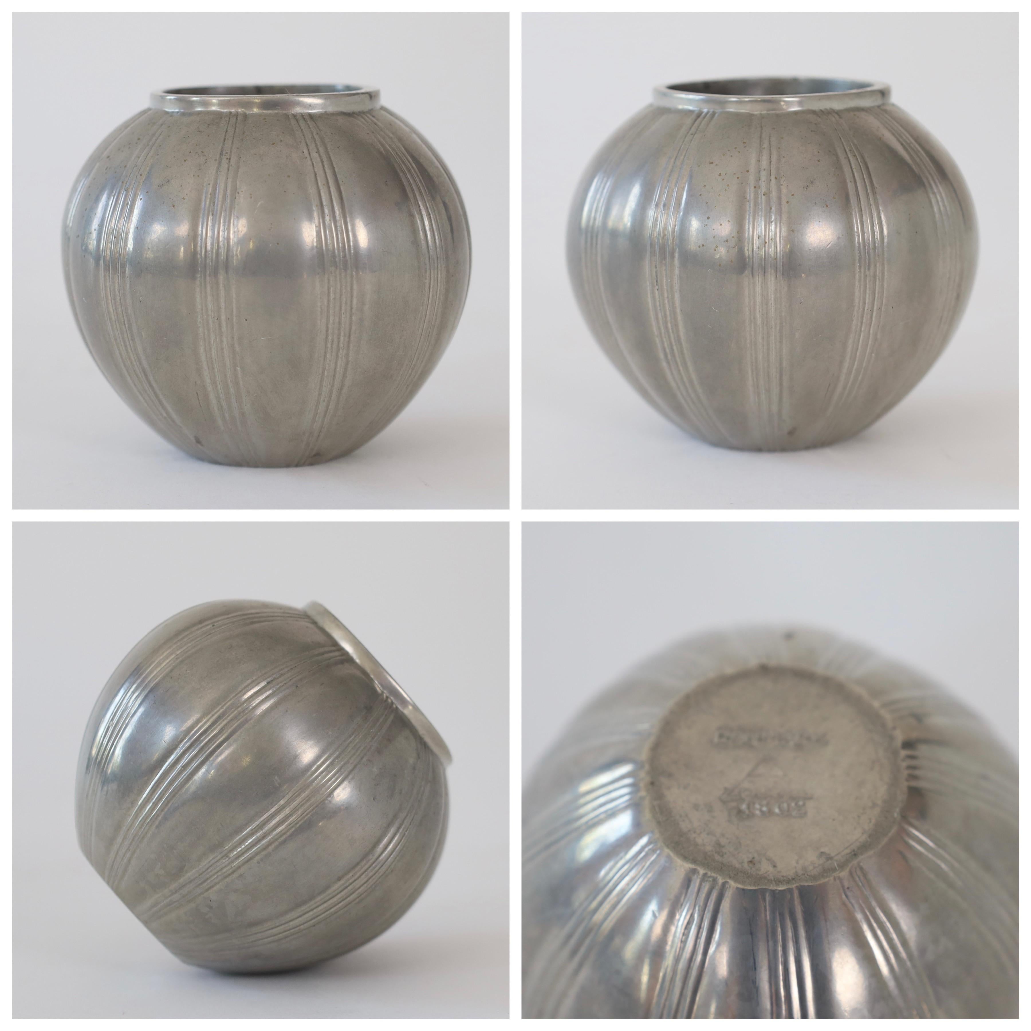 Collection of art deco Pewter vases by Just Andersen, 1930s, Denmark 5