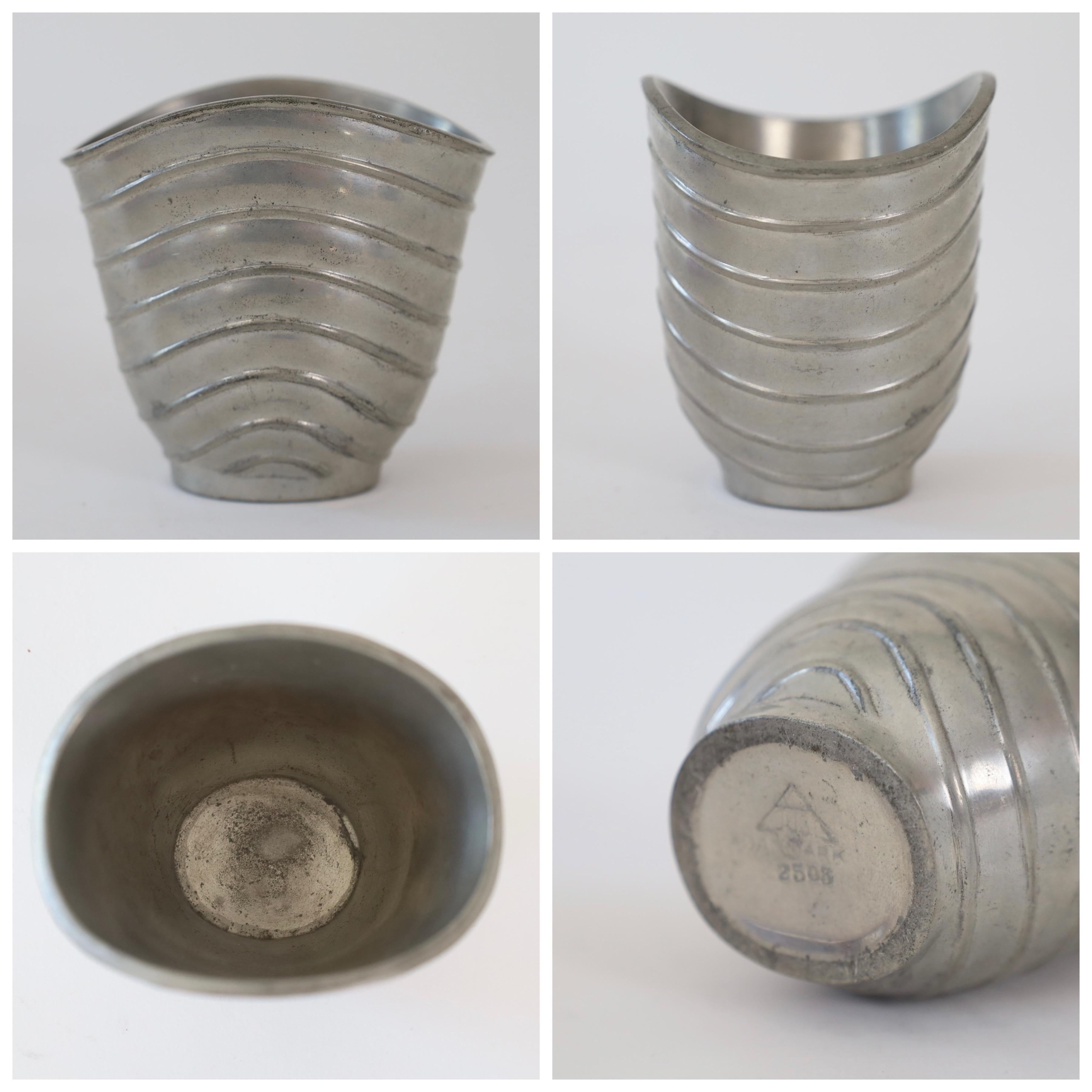 Collection of art deco Pewter vases by Just Andersen, 1930s, Denmark 7