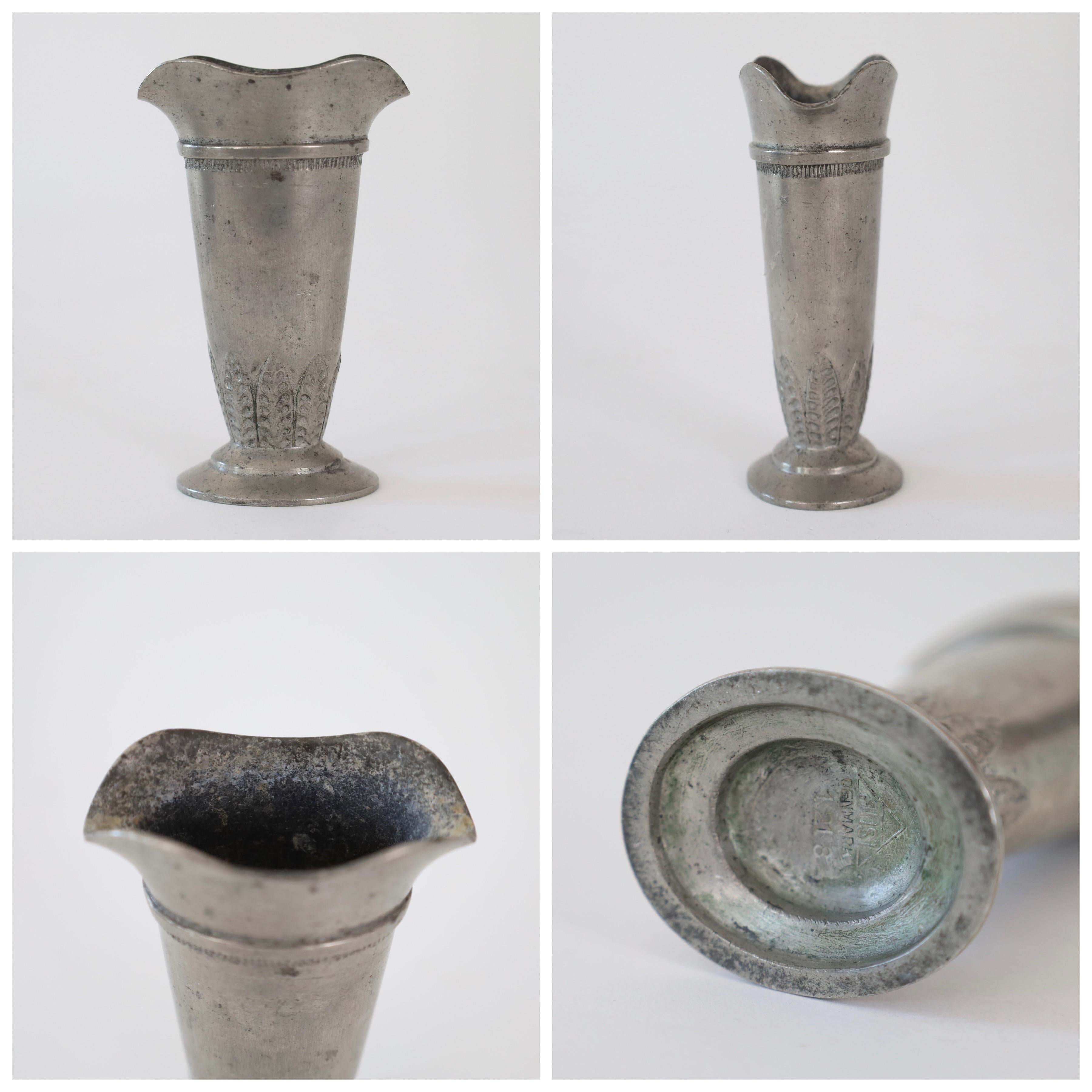 Collection of art deco Pewter vases by Just Andersen, 1930s, Denmark 9