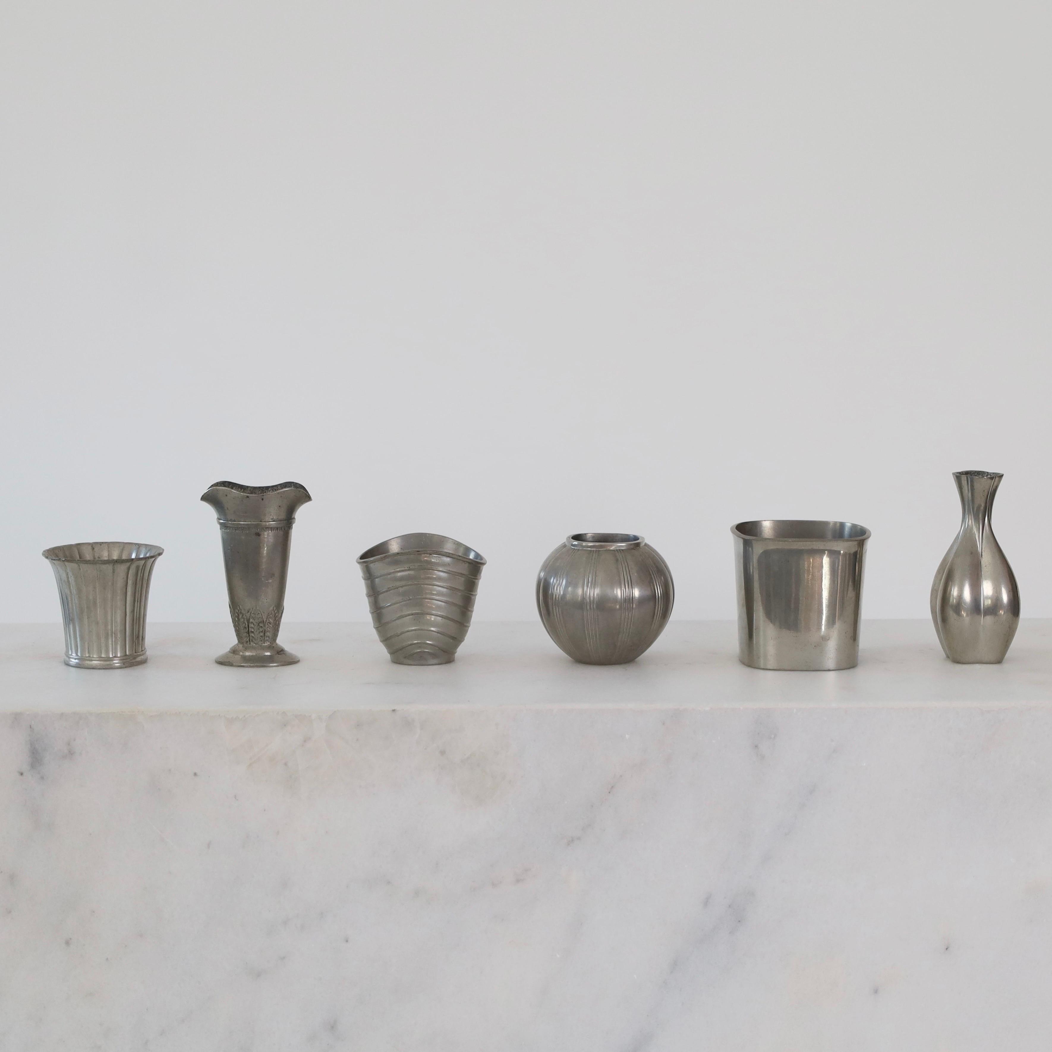 Collection of art deco Pewter vases by Just Andersen, 1930s, Denmark 11